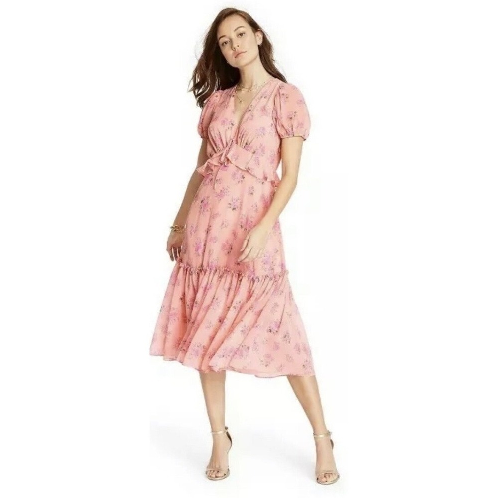 LoveShackFancy x Target Fleur Pink Floral Ruffle Midi Dress Size 18W